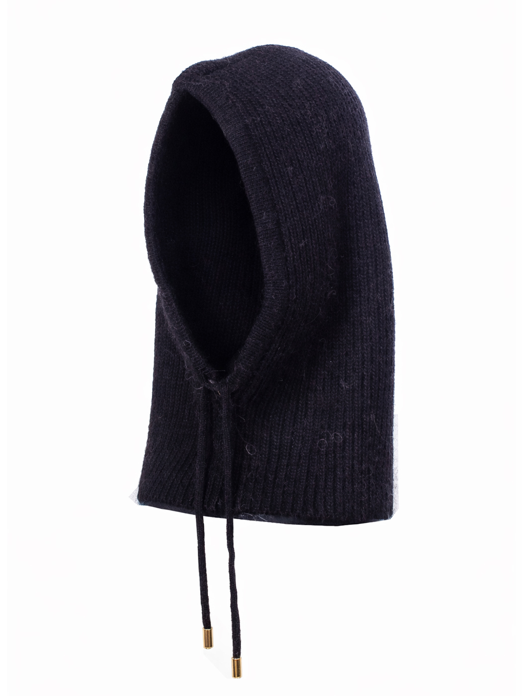 CAPPELLO IN MAGLIA CON LACCI , 100%PC, MADE IN PRC             - BLACK